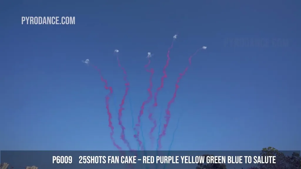 25Shots Fan Cake – Red Purple Yellow Green Blue to Salute