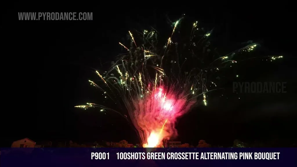 100Shots Green Crossette alternating Pink Bouquet